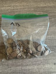 Lot Of Approximately 1 Pound Of Wheat Pennies / Coins (A13)