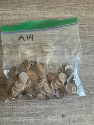 Lot Of Approximately 1 Pound Of Wheat Pennies / Coins (A14)