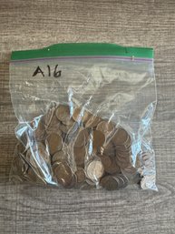 Lot Of Approximately 1 Pound Of Wheat Pennies / Coins (A16)