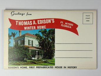 Vintage Postcard Featuring Thomas A. Edison's Winter Home