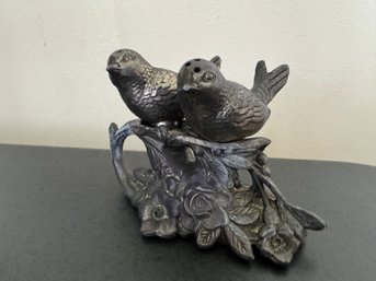 Metal Birds Sitting On A Rose Branch Salt And Pepper Shaker