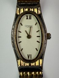 Caravelle By Bulova Two-tone Oval Champagne Watch