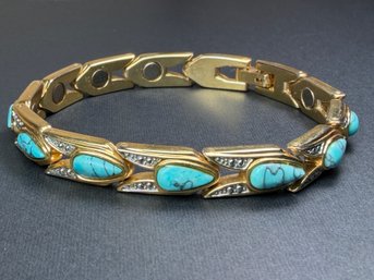 928 Jewelry Company Oasis Green & Turquoise Stone Marquise Link Bracelet