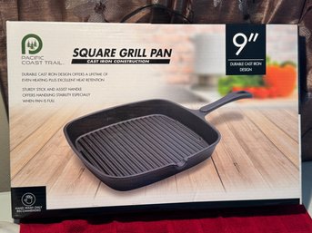 Pacific Coast Trail 9-inch Cast Iron Square Grill Pan New In Box