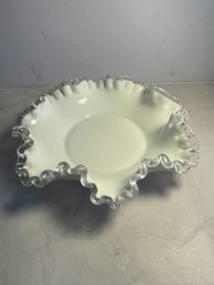 Vintage Fenton Art Glass Silver Crest Bowl