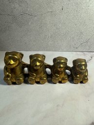 Vintage Brass Panda Bear Family Figurine