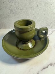 Green Ceramic Finger-loop Candlestick Holder