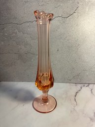 Vintage Fenton Pink Swung Bud Vase Glass Pedestal Stretch