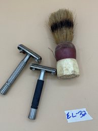 Vintage Shaving Brush & Razor Lot