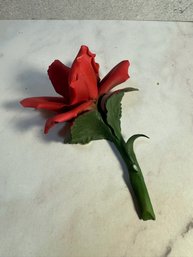 Vintage Capodimonte Italy Red Rose