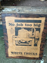 White Trucks Vintage Sign