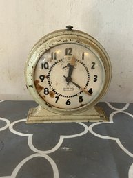 Vintage E. Ingraham Eight Day Broadcast Clock Wind-Up Alarm Clock