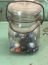 Mason Jar With Vintage Marbles