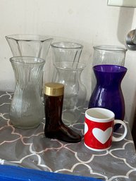 Vintage Glass Vase And Mug Lot