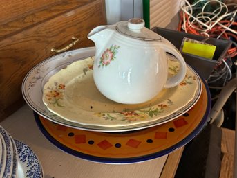 Vintage Porcelain Tea Pot Platters And Plates