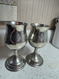 Two Rand Finest English Pewter Sheffield Pair Of Goblets