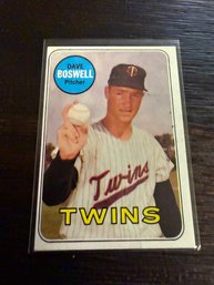 1969 Topps Baseball Card Featuring Minnesota Twins Pitcher Dave Boswell