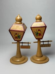 Vintage Salt And Pepper Shaker Lot Set Wood Lanterns
