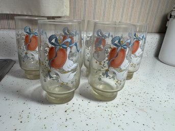 Lot Of 6 Country Geese Goose Glass Tumblers Marmalade Geese Drinkware