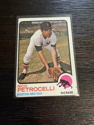 973 Topps Baseball Card #365 Featuring Boston Red Sox Infielder Rico Petrocelli