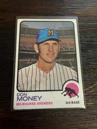 1973 Topps Baseball Trading Card Featuring Milwaukee Brewers Infielder Don Money