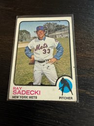 1973 Topps Baseball Card Featuring Pitcher Ray Sadecki