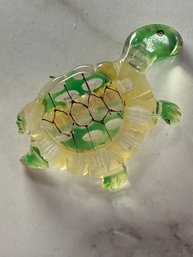 Vintage Carved Lucite Turtle Brooch Pin