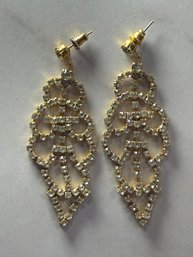 Rhinestone Chandelier Dangle Pierced Earrings