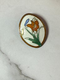 Beautiful Enamel Vintage Flower Brooch Pin