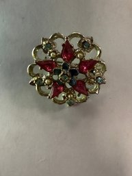 Enamel And Rhinestone Vintage Pin