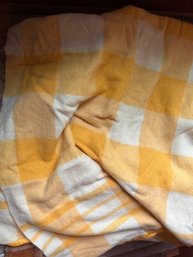 All Wool St Marys Vintage Huge Yellow Checkered Blanket