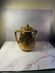 Vintage McCoy Pottery 'Sunburst' Weeping Gold Coffee Or Tea Pot