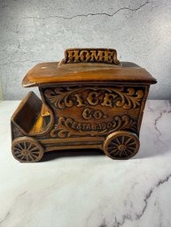 Vintage Treasure Craft Home Ice Co. Stage Coach Ceramic Coin Bank