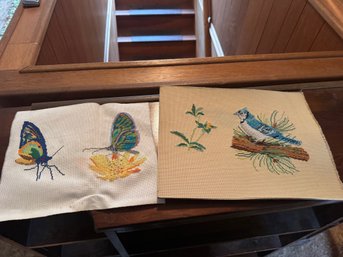 Lot If 2 Vintage Bird Embroidery Artwork Art