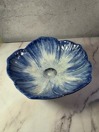 Sculpted Italian Ceramic Anemone Floral Bowl