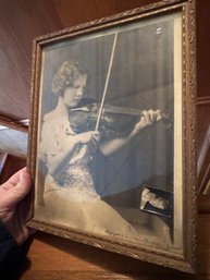 Inscribed Antique Violinist Lima Ohio Photograph Framed