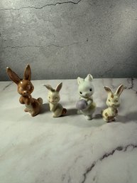 Vintage Mid-century Japanese Style Ceramic Bunny Figurines