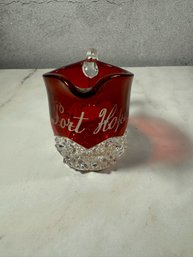 Early American Pattern Glass (EAPG) Ruby Stain Souvenir Creamer