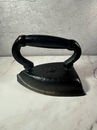Vintage Hand-painted Cast Iron Flat Iron Or Sad Iron Decorated With A Gold-toned Pear And Grape Motif