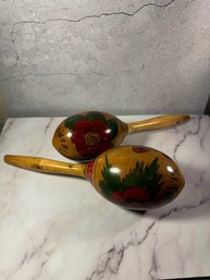 Vintage Pair Of Hand-painted St. Thomas Souvenir Maracas