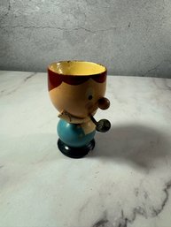 Vintage Sevi Italy Wooden Pipe-smoking Bearded Man Egg Cup