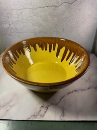 Vintage Watt Pottery Orchard Ware Brown Drip Glaze Large Bowl