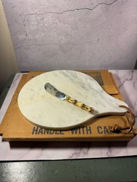 White Marble Cheese Board And Spreader Set