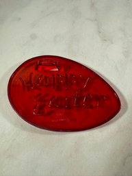 Vintage HRM Red Plastic 'Happy Easter' Egg Cookie Cutter