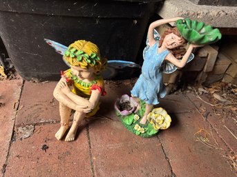 Pair Of Fairy Lawn Statues Or Figurines