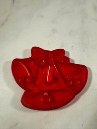 Vintage HRM Red Plastic Cookie Cutter Bells Ornament