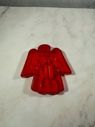 Vintage HRM Red Plastic Cookie Cutter Angel Ornament