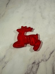 Vintage HRM Red Plastic Cookie Cutter Reindeer Ornament