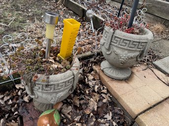 Pair Of Two Vintage Concrete Planters