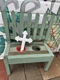 Wood Planter Bench Garden And Lawn Decor With Cross